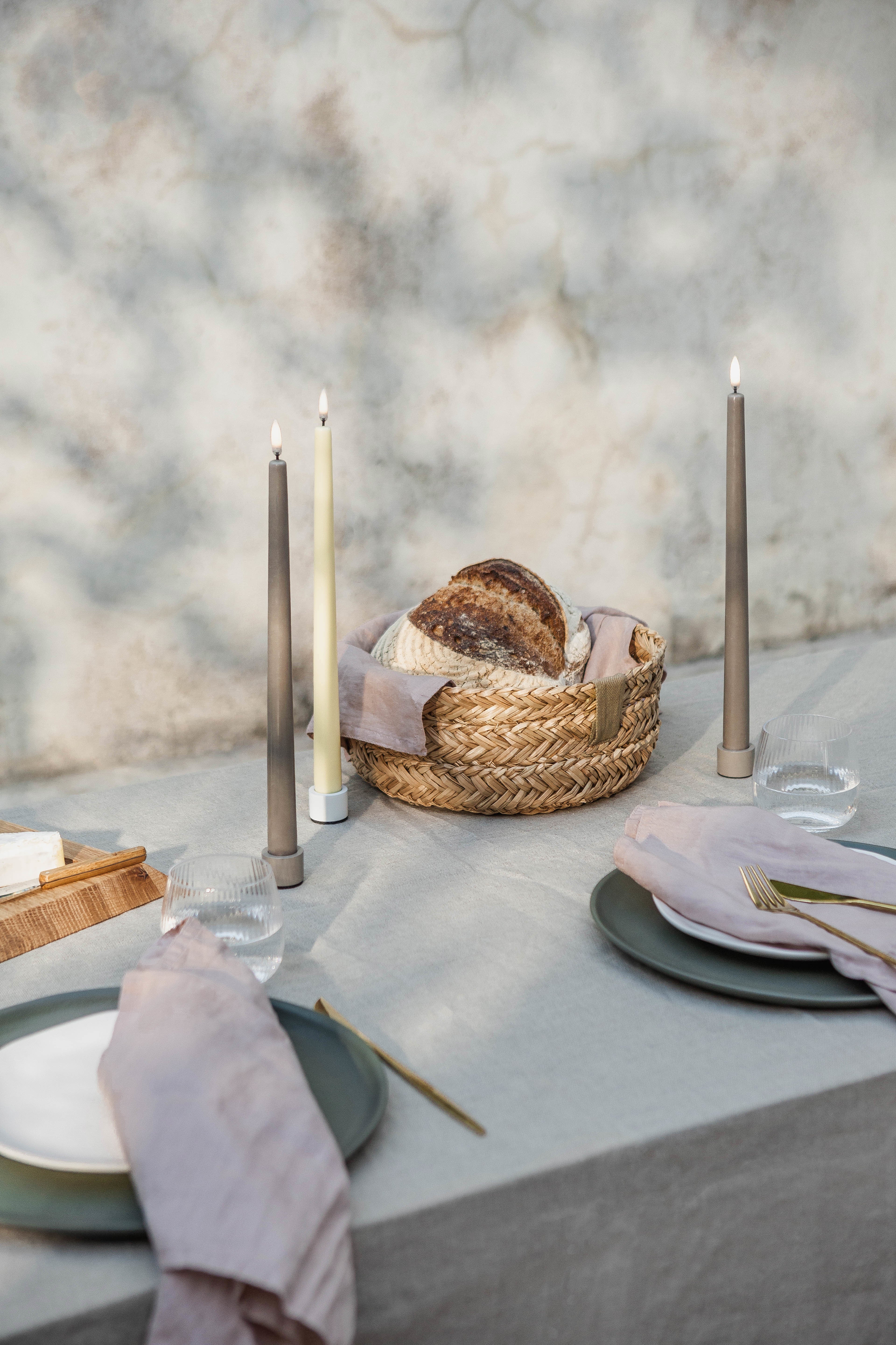 Taper lysestager, Sandstone - 2 stk.